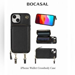 FINAL PRICE! Bocasal Crossbody Wallet Case for iPhone with Card Holder &  Cover